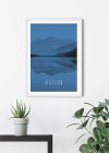 Word Lake Reflection Blue