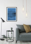 Word Lake Reflection Blue
