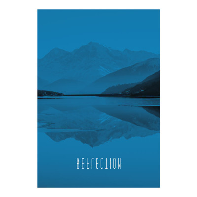Word Lake Reflection Blue