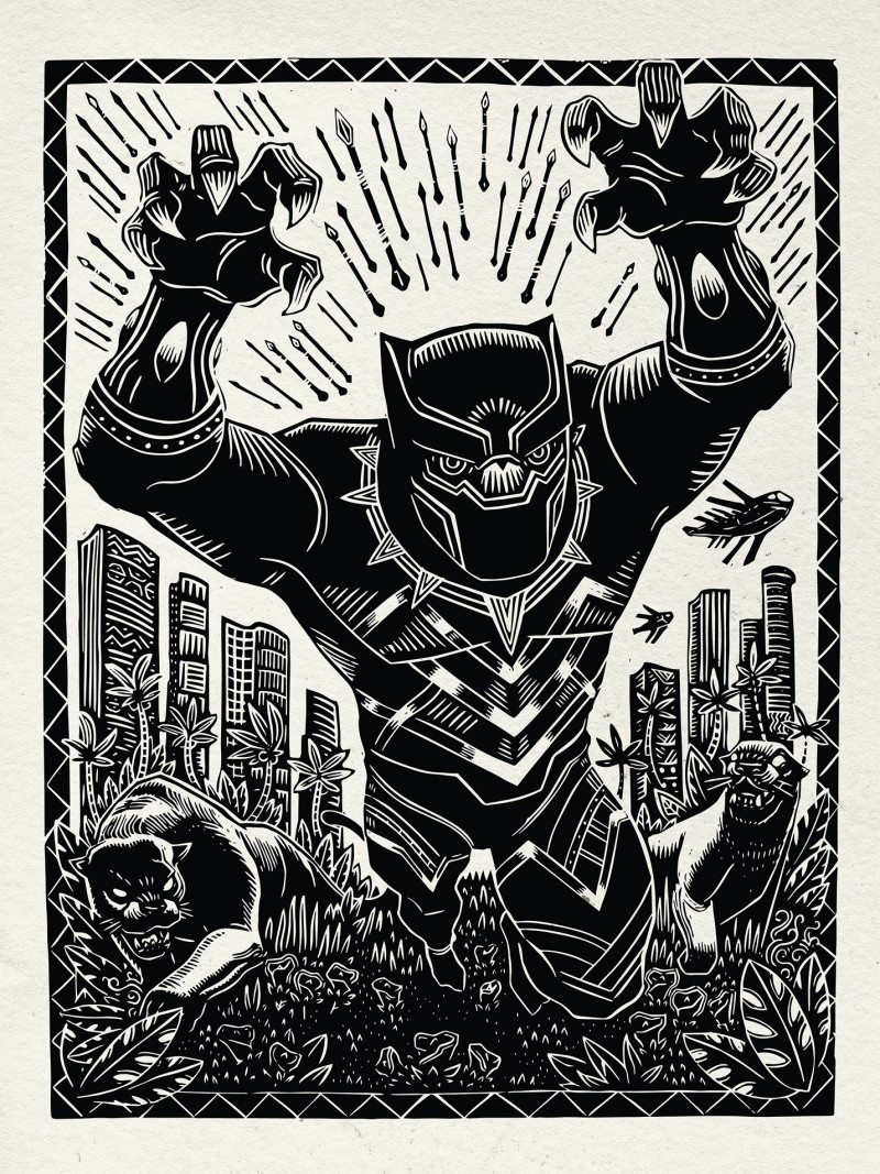 Marvel Black Panther Lino-Cut Charge - Thumbnail View 1