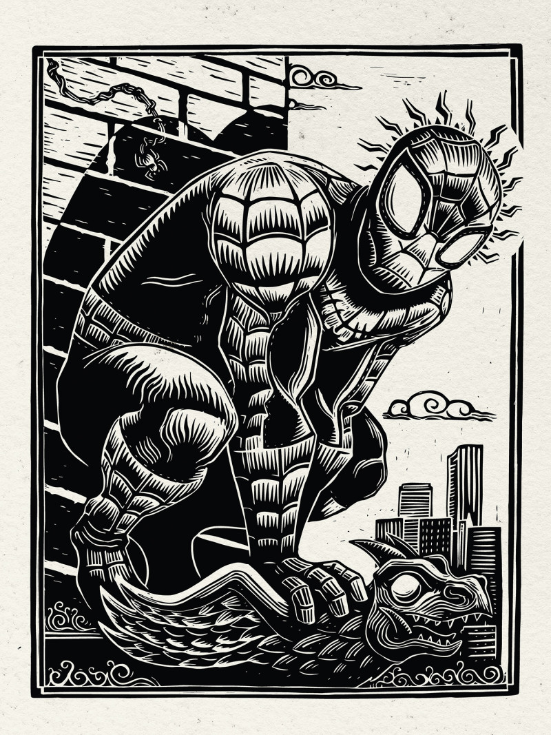 Marvel Spider-Man Lino-Cut - Thumbnail View 1