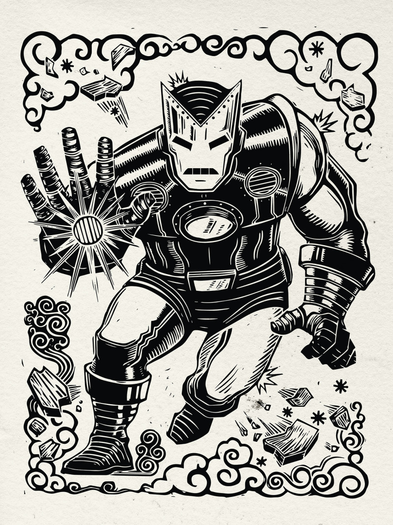 Marvel Iron Man Lino-Cut - Thumbnail View 1