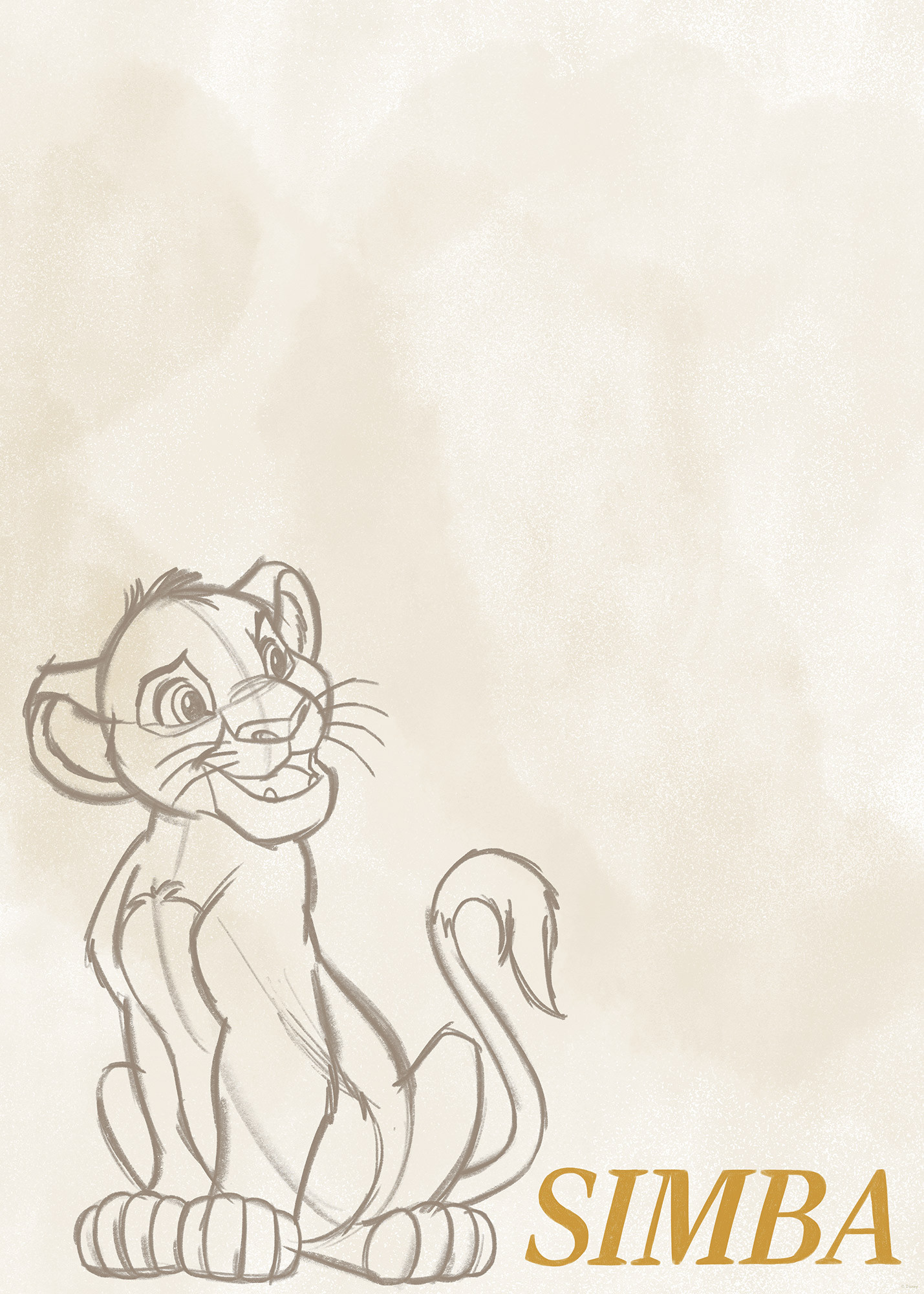 Disney The Lion King Simba Sketch Simba Skizze Wandbild Komar 