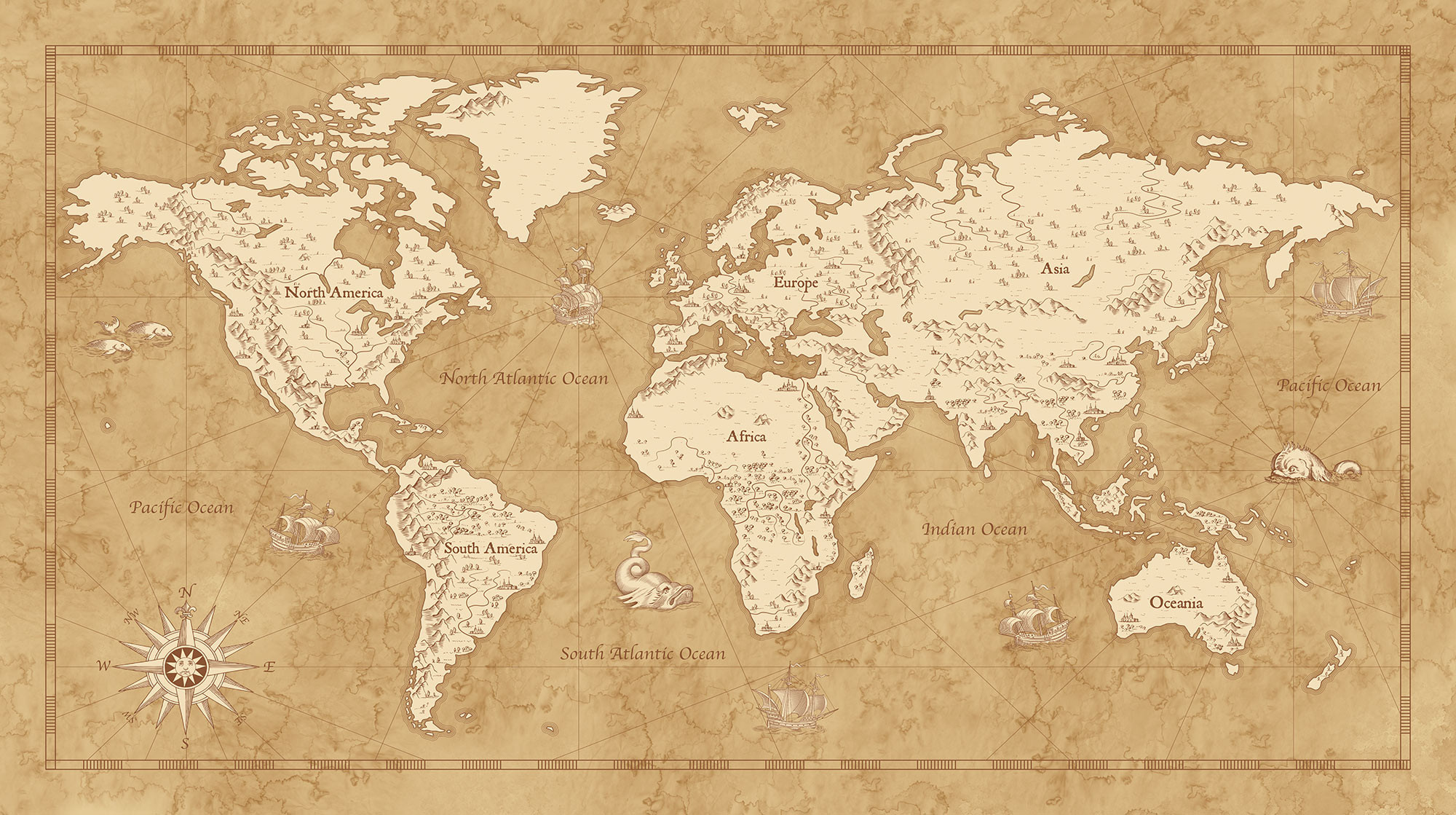 Photomurals  Digital print photomural Vintage World Map by Komar
