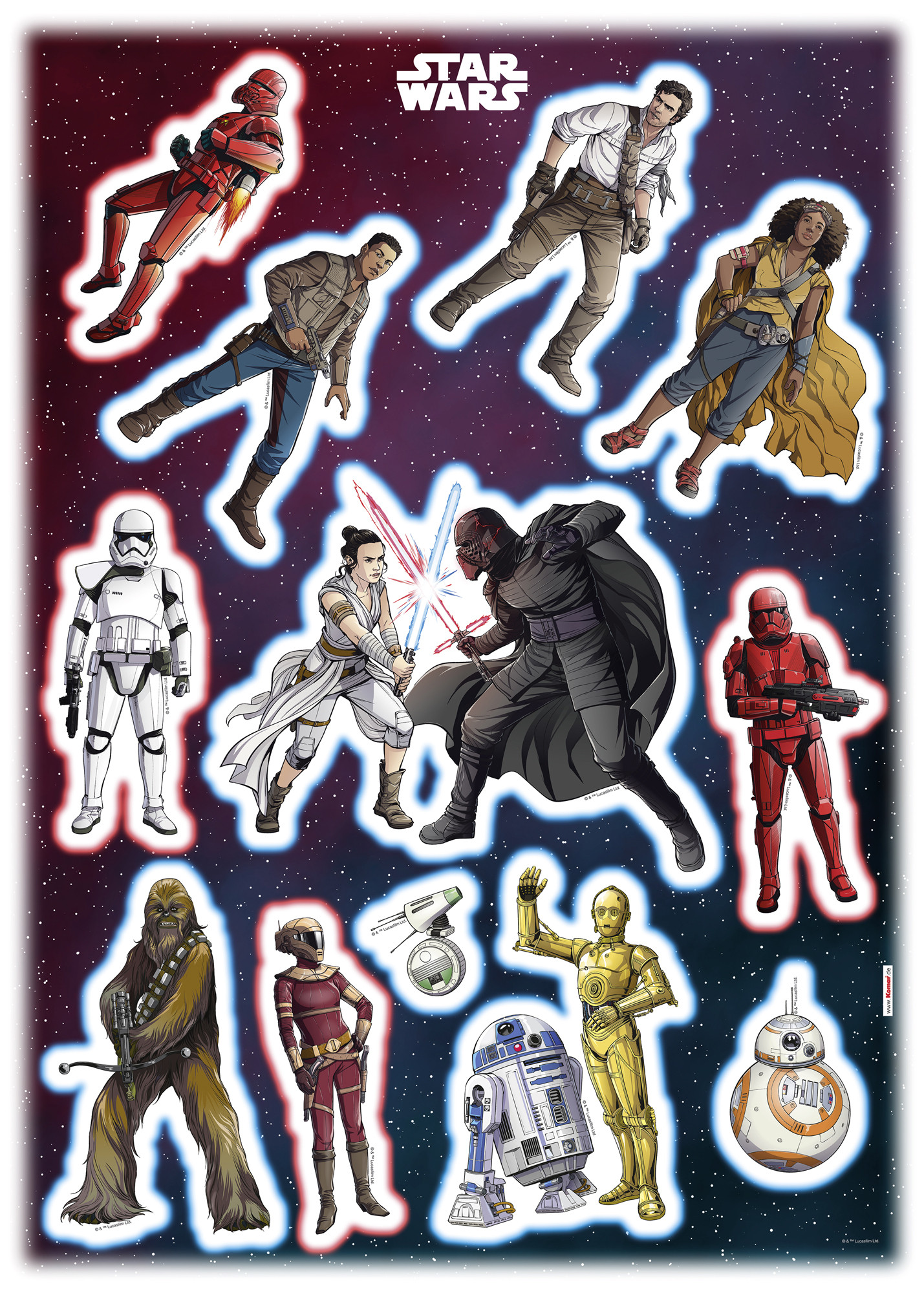 Sticker mural Star Wars Heroes Villains de Komar®