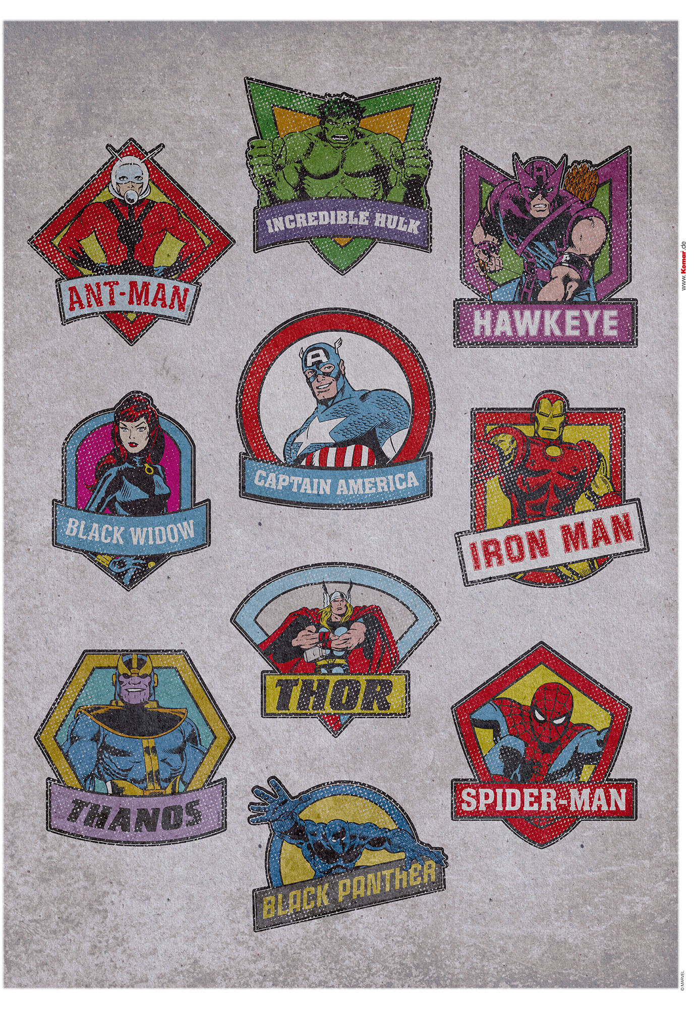 Adesivi murali Avengers Classic Badges della Komar®