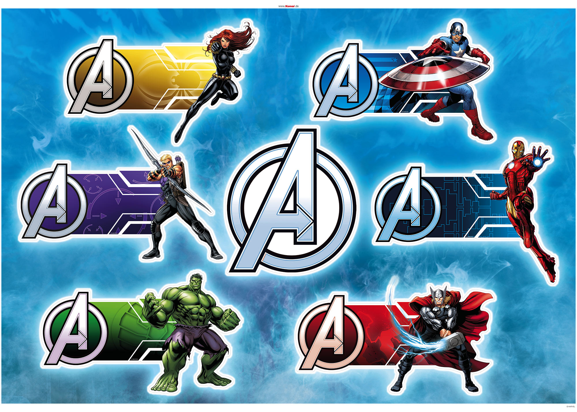 Adesivi murali Avengers Plates della Komar®, Marvel