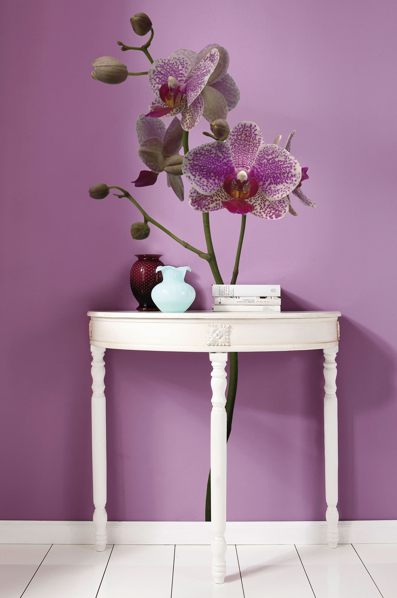 Komar Adesivo Murale Decorativo Orchidea - 100x70 Cm - ViolA/Bianco/Verde - Rimovibile