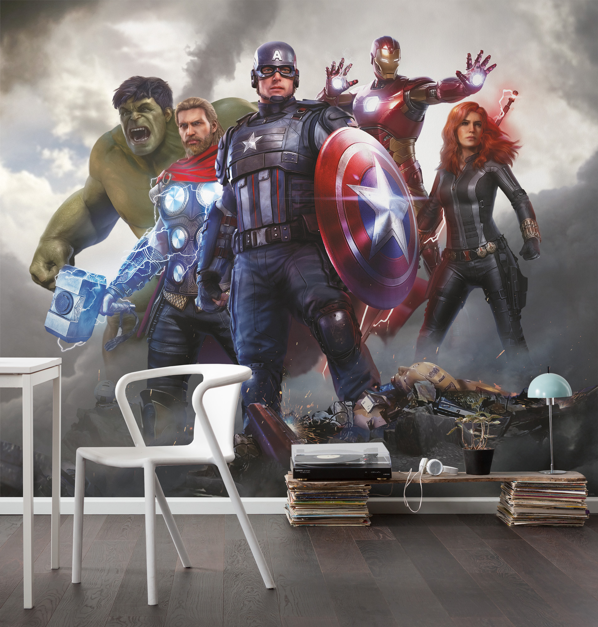 Marvel Avengers | Carta da parati fotografica per cameretta dei bambini | 252 x 182 cm | 4 pezzi | Iron Man, Thor, Hulk