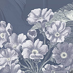 Fleurs blanches peintes sur fond bleu