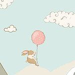 Illustration von Hase fliegend an Ballon