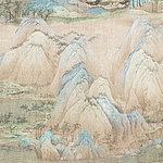 Fanciful mountains in beige-blue