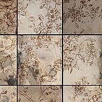 Vintage style motif with drawn brown flowers on a beige background - View 1