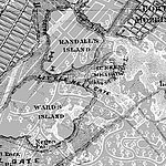 Карта с двумя островами в черно-белом исполнении