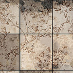 Beige stone look motif with brown drawn flowers