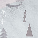 Moderne Illustration von Fuchs in Wald in grau