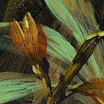 Flor naranja con dibujo verde - View 1