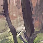 Peinture abstraite d'une forêt