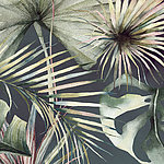 Various tropical leaves painted