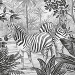 Drawing of two zebras in black and white