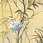 Motif jaune avec fleurs délicates en vert blanc