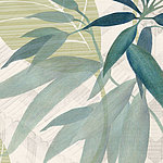 Long green leaves on beige background