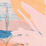 Motif orange avec des feuilles roses - View 2