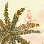 Palm tree with white bird