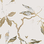 Weißes Motiv mit zarten Blüten in Gold