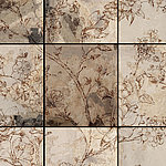 Vintage look motif with brown drawn plants - View 1