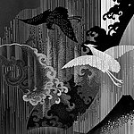 Motif paisley noir et blanc avec des oiseaux