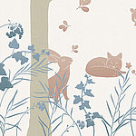 Abstract painted hare and fox in forest - View 1
