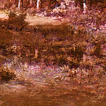 Chemin forestier peint en brun-rose