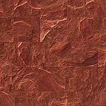 Squares in rust red stone look
