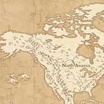 Vintage Weltkarte Nordamerika