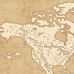 Vintage World Map North America