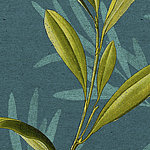 Green leaves on blue background