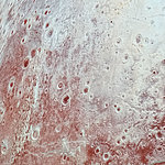 Поверхность планеты Плутон в белом ржаво-красном цвете