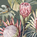 Тропические розовые растения нарисованные