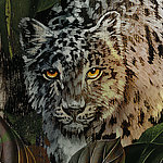 Kopf eines gemalten Leoparden