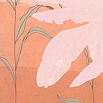 Orange ground with large leaves in pink