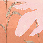 Fond orange avec grandes feuilles roses - View 1