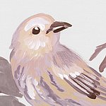 Oiseau peint en lilas