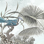 Синяя птица на светло-голубом фоне