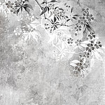 Graues Motiv mit weißen und dunkelgrauen Blättern