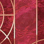 Aspect de marbre rouge avec bandes et arcs dorés