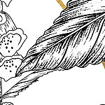 Drawn leaf in line art look with stripes in gold