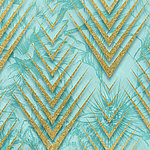 Turquoise floral background with gold ornaments