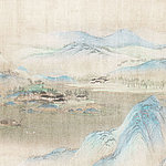Paysage de collines en beige avec petit village - View 1