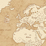 Vintage Weltkarte mit Afrika und Europa - View 1